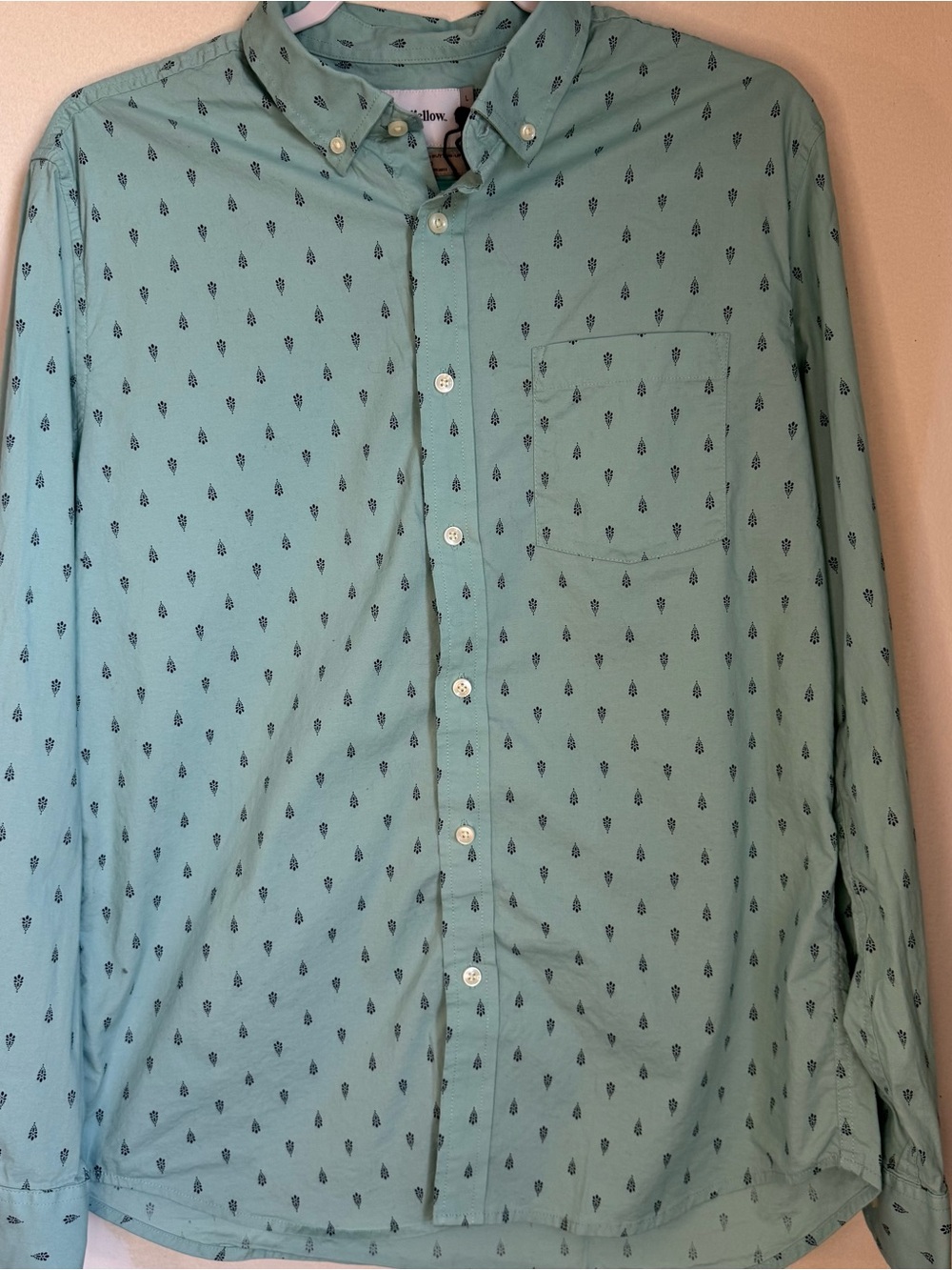 Goodfellow & Co. Men's Slim Teal Printed Button-Down Every Wear Poplin Shirt